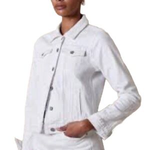 Banana Republic Women’s White Denim Jacket Pockets Stretch Size Medium NWOT